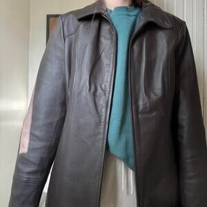 Vintage Covington Brown Leather Zip Jacket Large Y2K Clean Timeless Quality